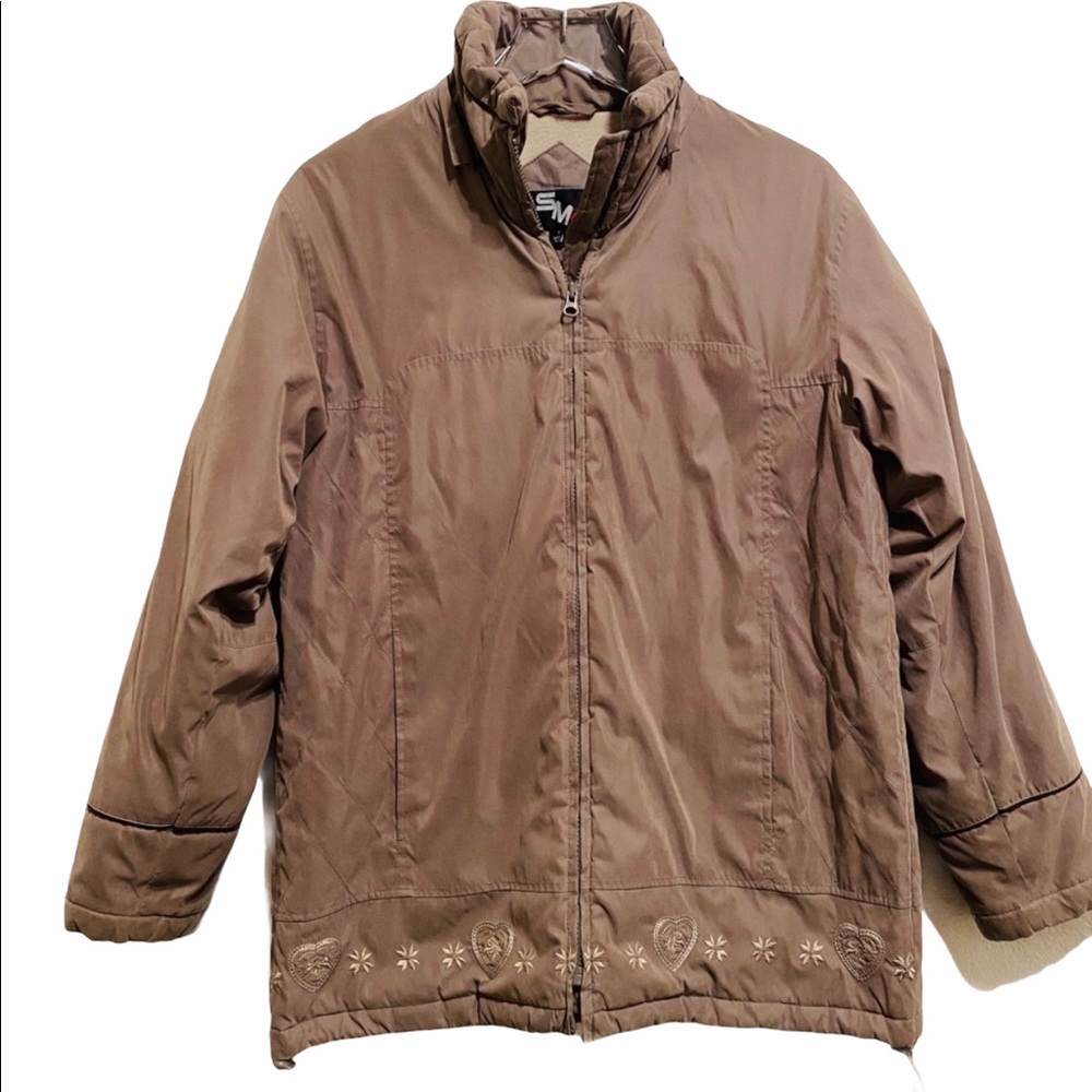 ☘️SM2 beige embroidered parka jacket Size S